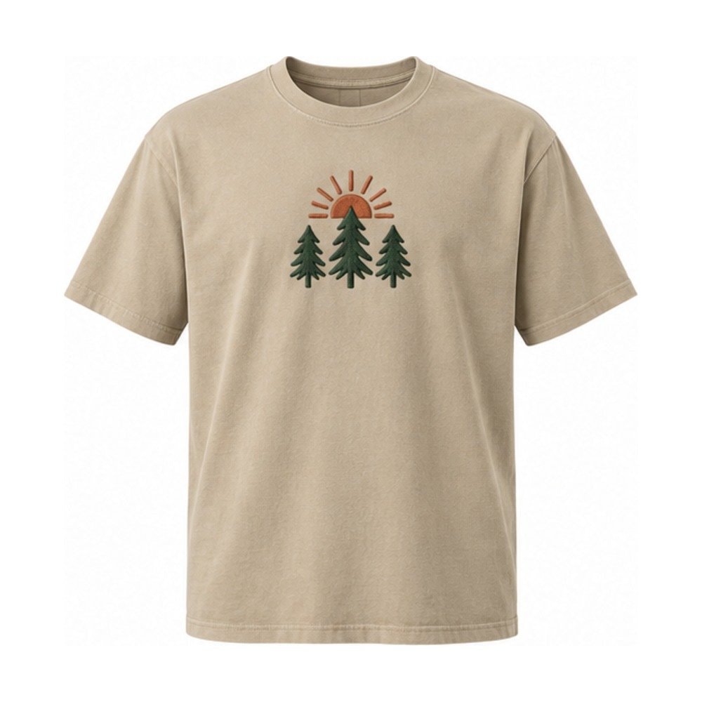 Pine Horizon Embroidered Tee in Sand