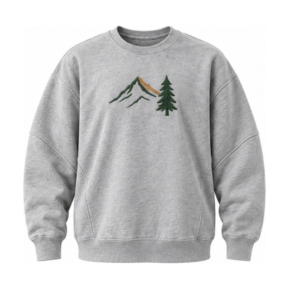 Evergreen Peak Embroidered Sweatshirt in Heather Grey