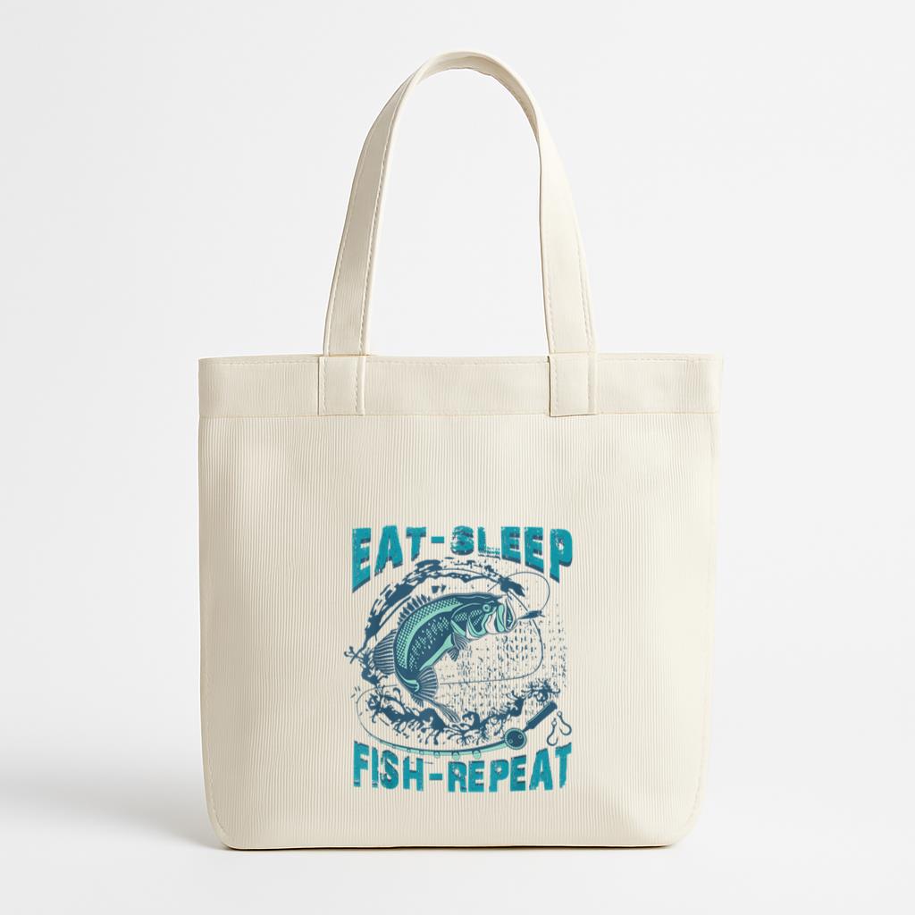 Eat Sleep Fish Repeat Fishing Canvas Tote Bag