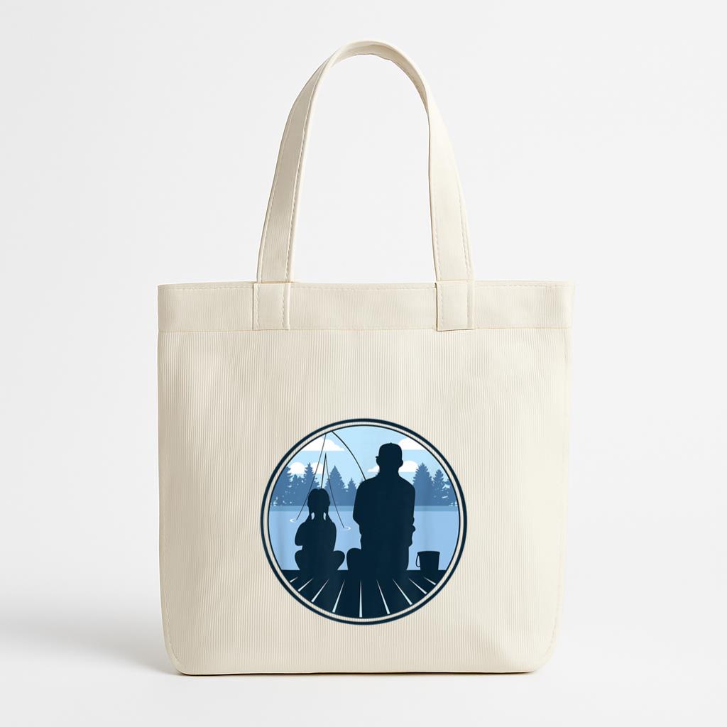 Father And Daughter Fishing Canvas Tote Bag