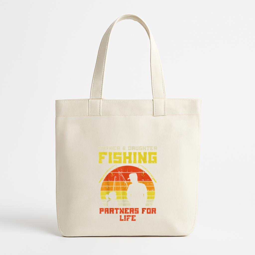 Father Daughter Fishing Partner For Life Retro Canvas Tote Bag