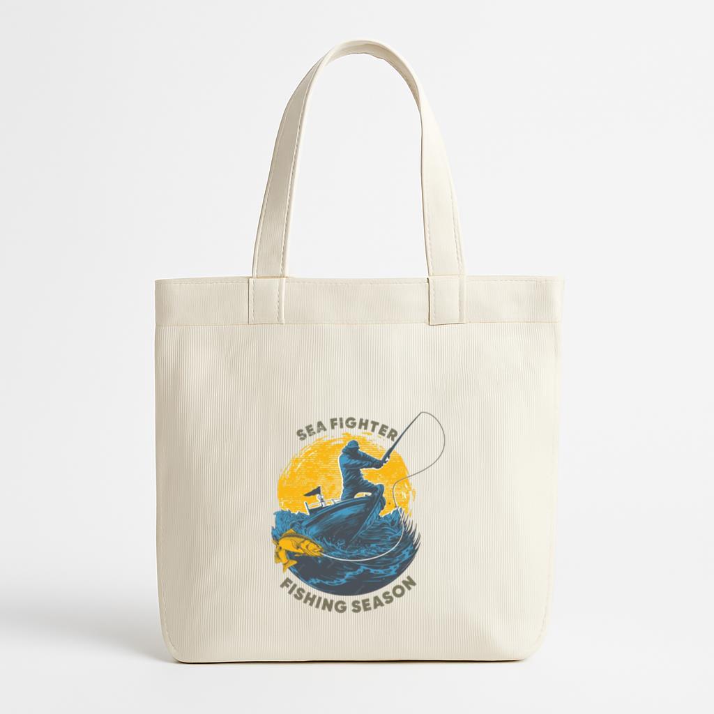 Fisherman Peaceful Artistic Fishing Canvas Tote Bag