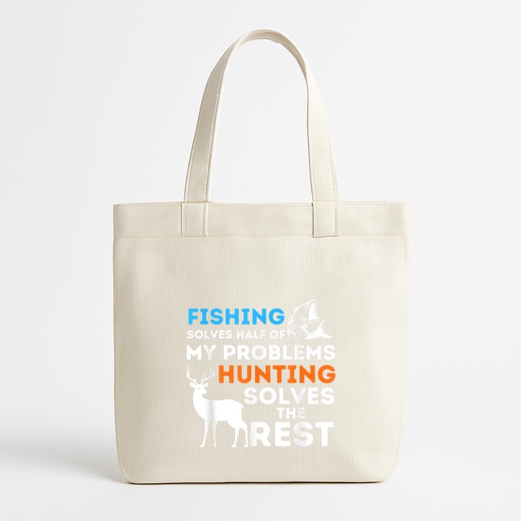Fishing And Hunting Solve My Problems Canvas Tote Bag