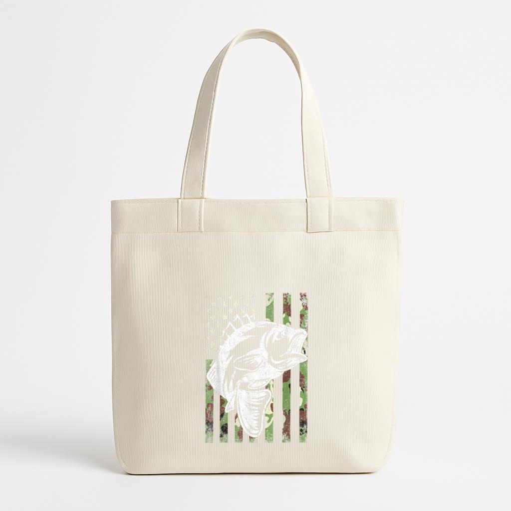 Fishing Camouflage USA Flag Bass Canvas Tote Bag