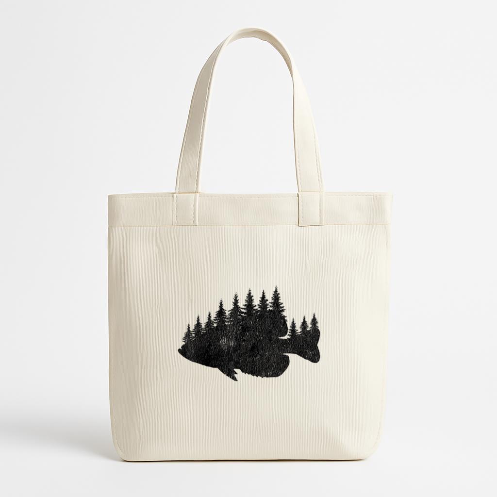 Fishing Forest Vintage Canvas Tote Bag