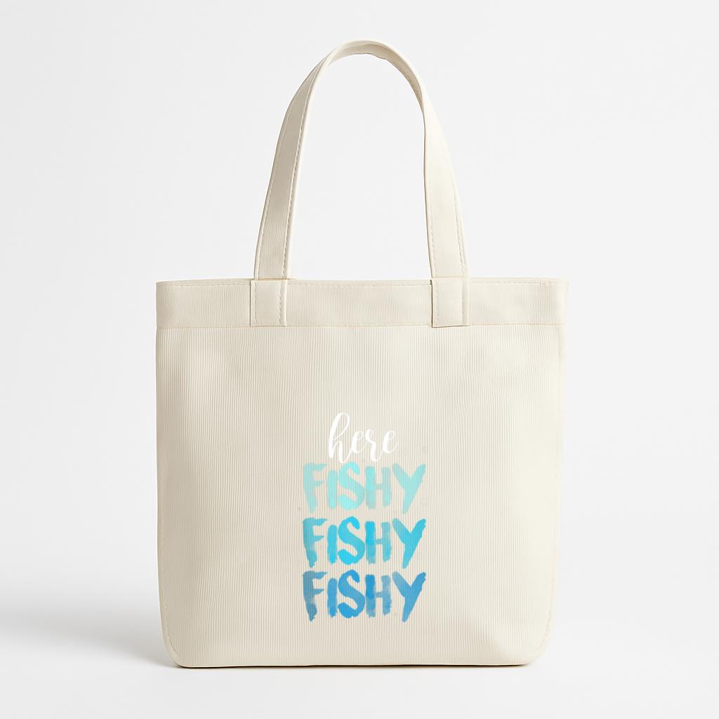 Fishing Here Fishy Love Summer Lake Canvas Tote Bag