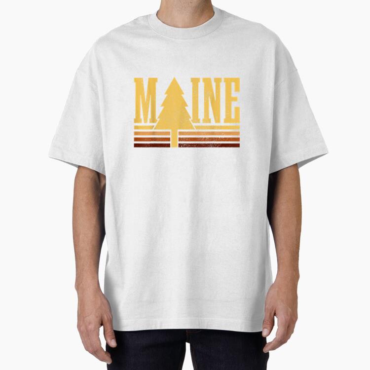 Maine Vintage Tree State Pride Camping Oversized T-Shirt