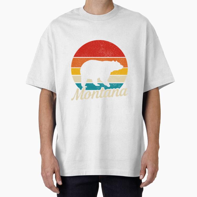 Montana Vintage Grizzly Bear Camping Oversized T-Shirt